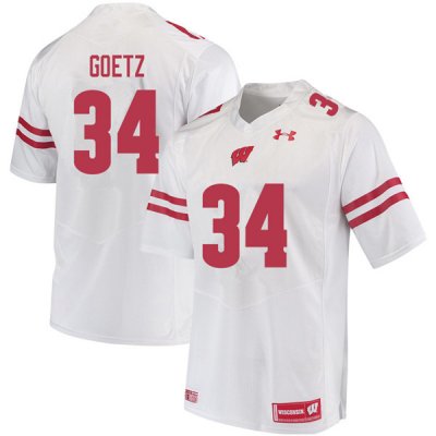 Men's Wisconsin Badgers NCAA #34 C.J. Goetz White Authentic Under Armour Stitched College Football Jersey BK31P26RM